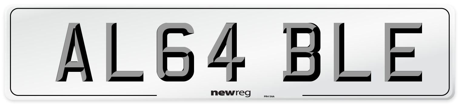AL64 BLE Number Plate from New Reg